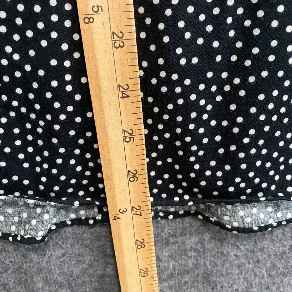 Chaps No Iron Shirt Womens 2X Black Polka Dot Houndstooth Button Up Flip Cuff - Picture 7 of 9